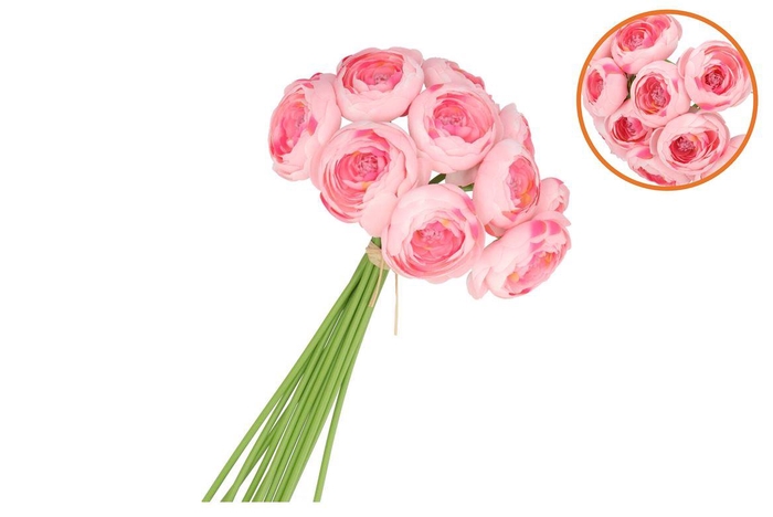 <h4>Silk Ranunculus Bouquet 10x Dark Pink 32cm Nm</h4>