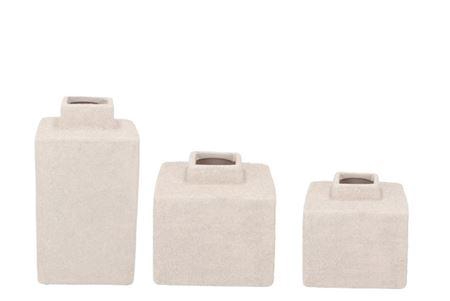 <h4>Lisboa White Vase Cube S/3 10x10/10x16/10x22</h4>