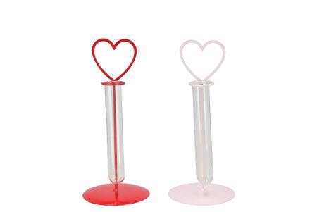 <h4>Xelly Red/pink Metal Rack Heart Vase Ass 10x10x24</h4>