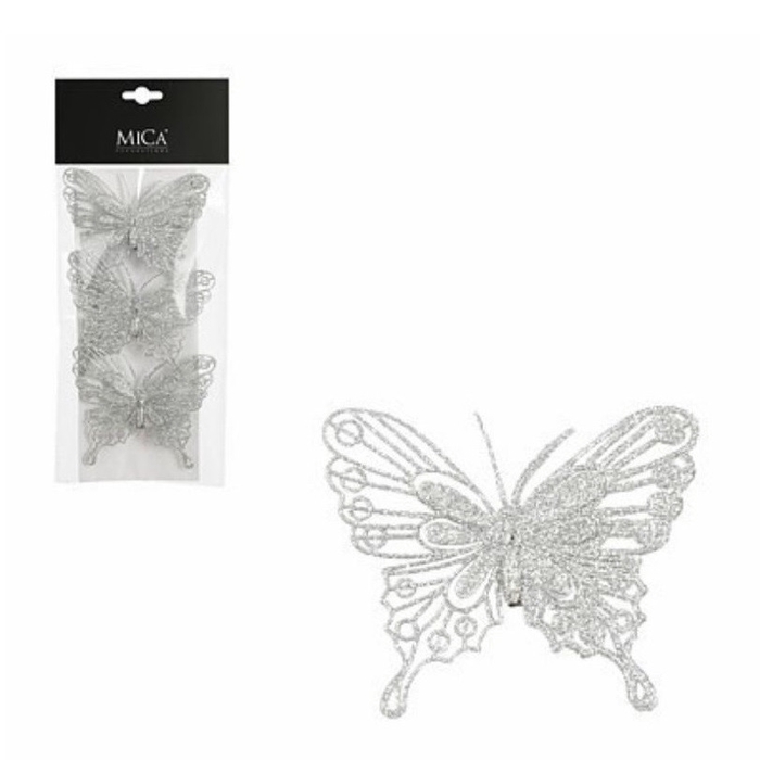 Kerst Deco vlinder/clip 10cm x3