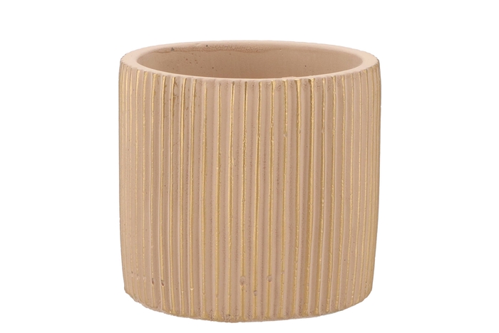 Stripes Sand Gold Cylinder Pot 13x13cm Nm
