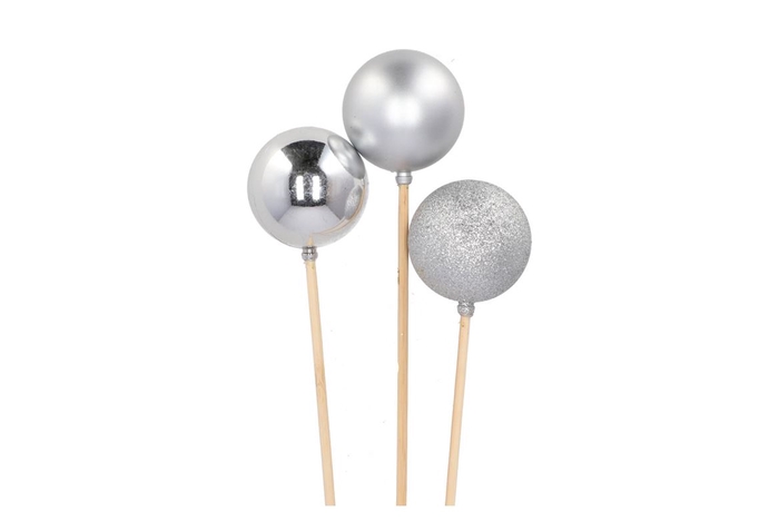<h4>Pick Shine Ball Silver Glitter/shiny/matt 6x50cm Per 3</h4>