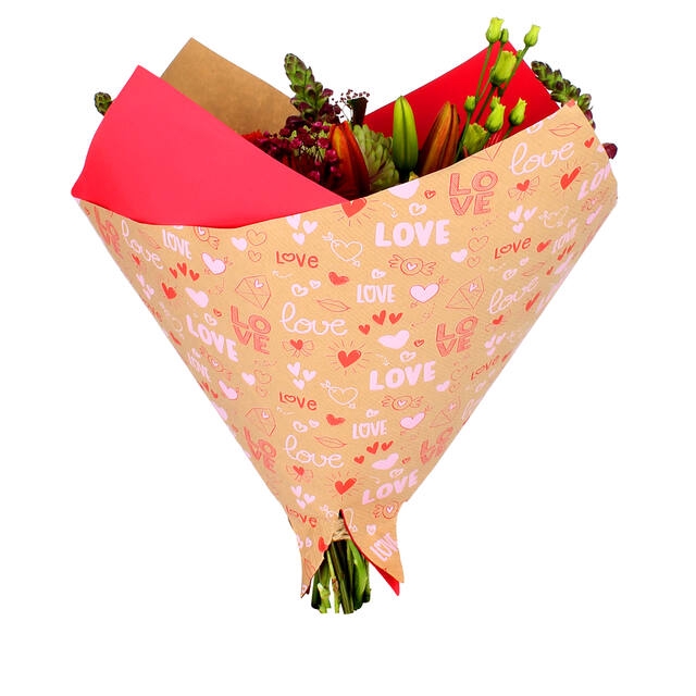<h4>Hoes 35x35cm Oblique 45gr bruin kraft Love Notes 250/doos</h4>