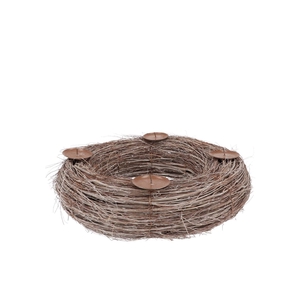 Wreath Elm Branches Natural With Candlestick 38x10cm