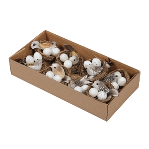 Pasen Deco nest+vogel+2ei d06cm x8