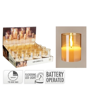 Kaars LED Glas d7.5*10cm ex.AA