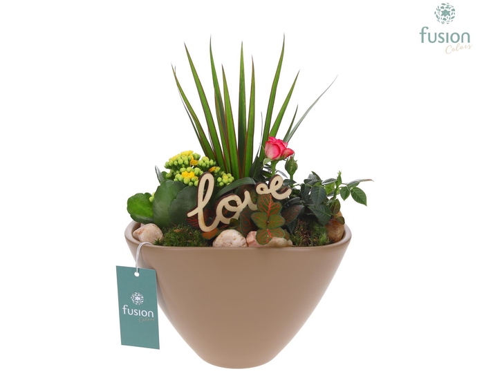 <h4>Pot keramiek Oval Large beige Love met arrangement</h4>