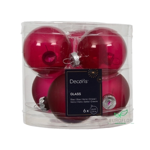 KERSTBAL GLASS 60MM 6PCS FESTIVE PINK