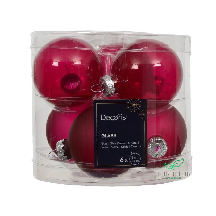 <h4>KERSTBAL GLASS 60MM 6PCS FESTIVE PINK</h4>