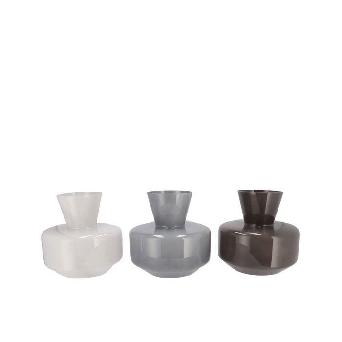 <h4>Beau Dutch Grey Mix Neck Sphere Vase Ass 21x20cm N</h4>