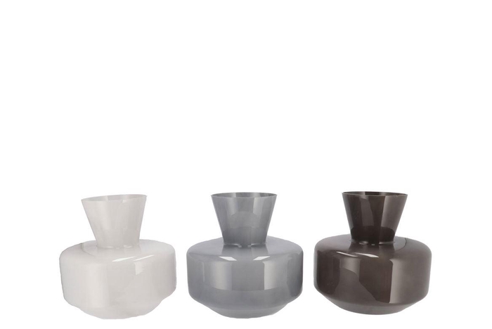 Beau Dutch Grey Mix Neck Sphere Vase Ass 21x20cm N