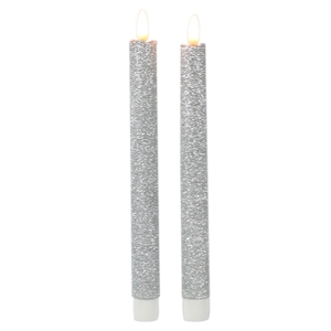 DF12-BD-10135 - Magic fl dinner candle 25,5cm silv glttr