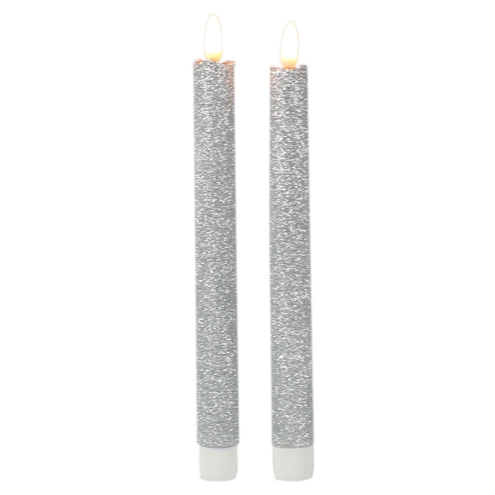 <h4>DF12-BD-10135 - Magic fl dinner candle 25,5cm silv glttr</h4>