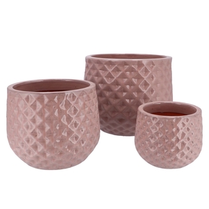 Porter Pink Couldron Structure Set 3 18x15/25x20/x32x26 Cm