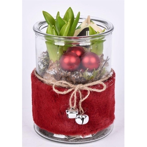 Glas met rood bont 14cm