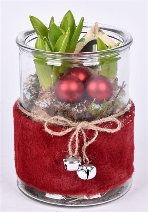 <h4>Glas met rood bont 14cm</h4>