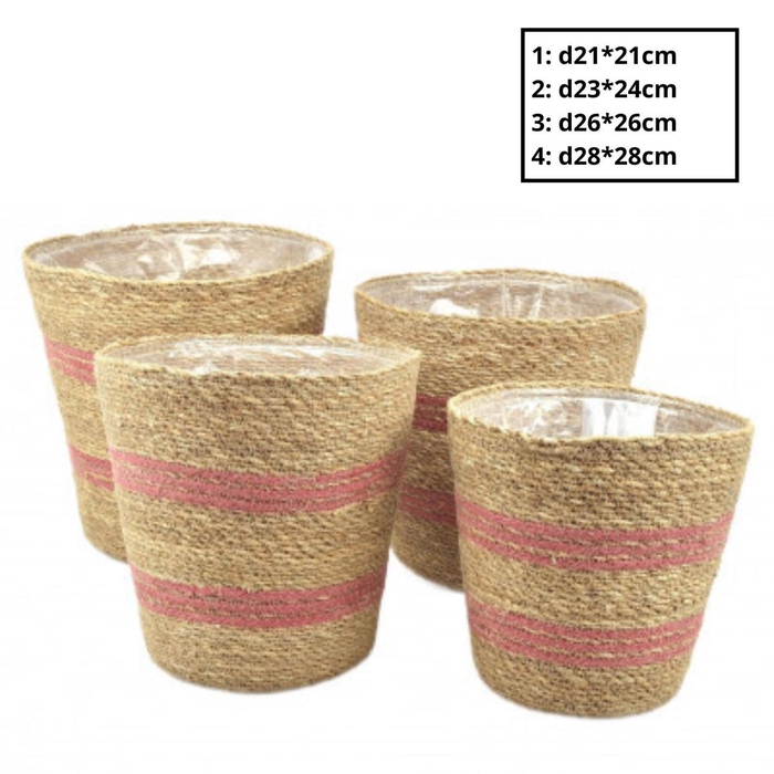 <h4>Basket sets Stripes pot S/4 d28*28cm</h4>