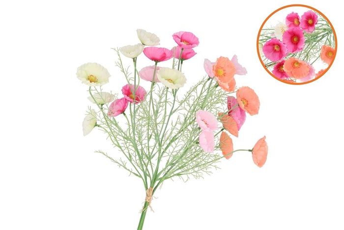 <h4>Silk Poppy Mix Bouquet Pastel 60cm</h4>
