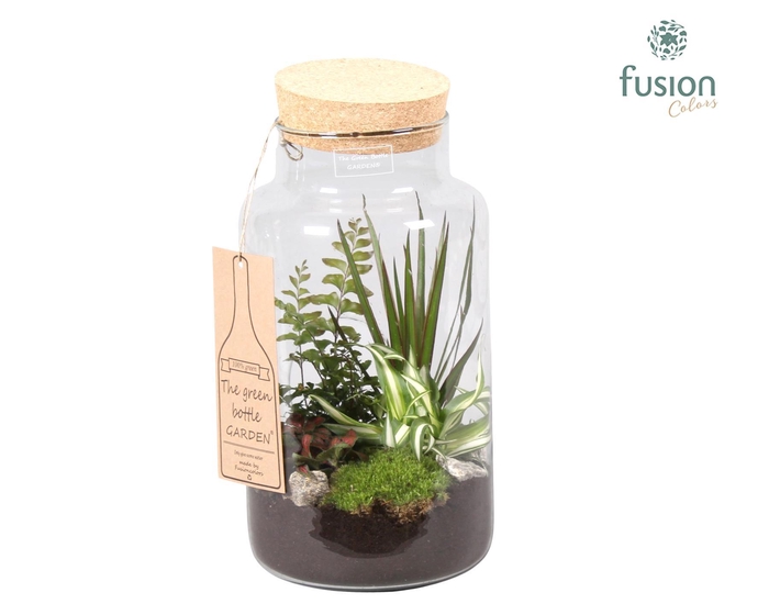 <h4>Green Bottle met Arrangement.</h4>