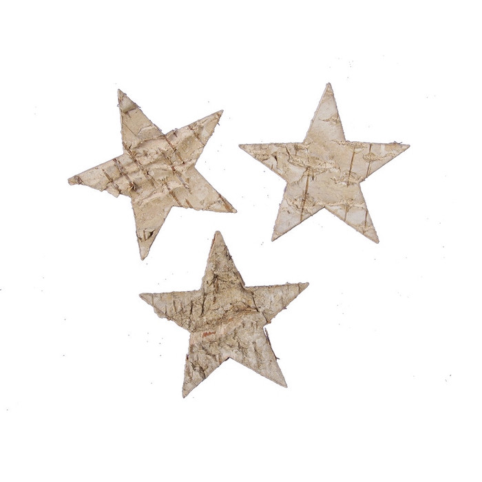 Kerst naturel Deco Berk ster 7cm x24