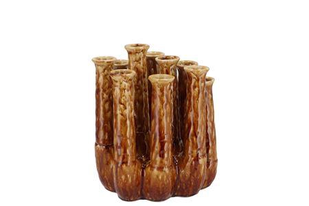 <h4>Inga Jahra Brown Vase Tube Active Glaze 15x13x18cm</h4>