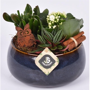 Keramiek schaal blauw 19.5cm