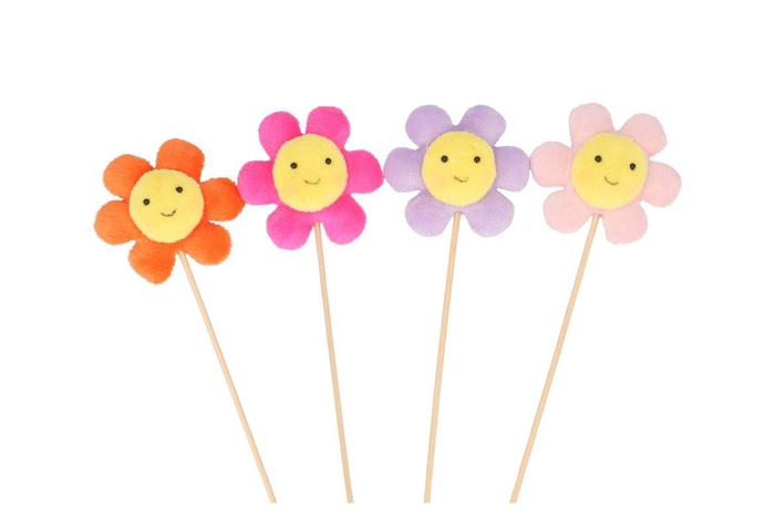 <h4>Easter Fun Pick Colourfull Flower Smile Ass 7x36cm</h4>
