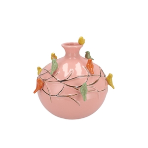 Bird Vase Tube Pink 23x23x23cm