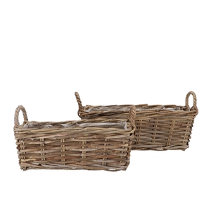 Rattan Ivy Basket Rectangle Ears S/2 L39/45 W16/20