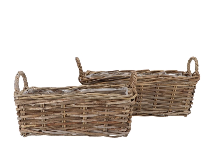 <h4>Rattan Ivy Basket Rectangle Ears S/2 L39/45 W16/20</h4>