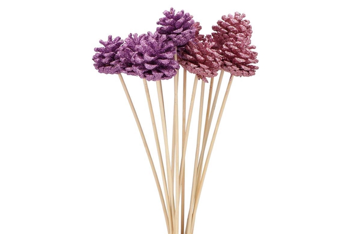 Pick Shine Pinecone Nat Lila/pink Glitter 50cm Ass