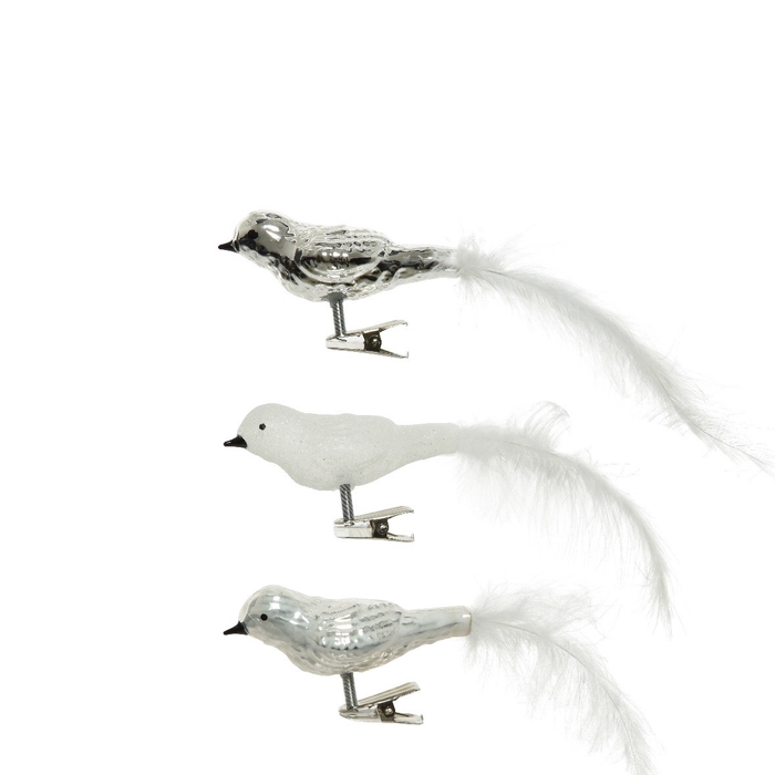 <h4>Kerst Deco vogel glas+clip 8cm</h4>