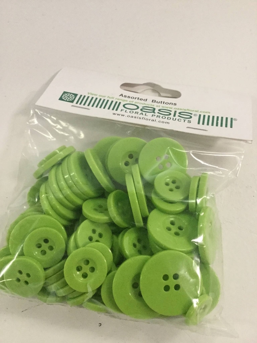 BUTTONS ASSORTED 3SIZES APPLE GREEN