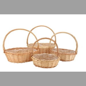 Wicker Basket Ruby With Handle Natural 45x42x38cm Set 4