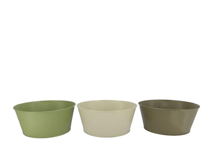 Zinc Summer Green Mix Bowl Striped Ass 28x12x22cm