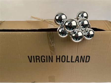 Kerstbal Op Stok Glimmend Zilver