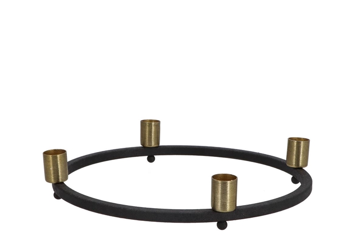 Ariana Black/gold 4x Candle Holder 27cm