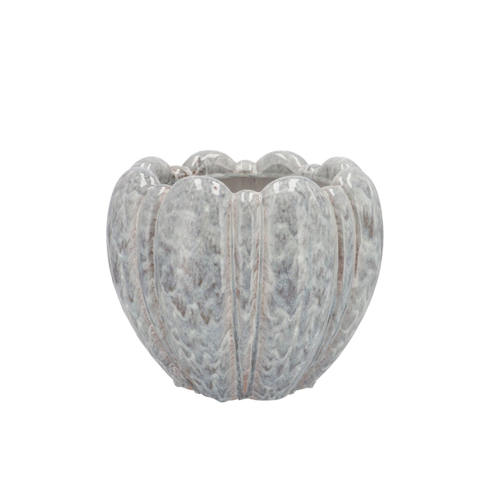 <h4>Inga Grey Pot Round Active Glaze 18x18x14cm</h4>