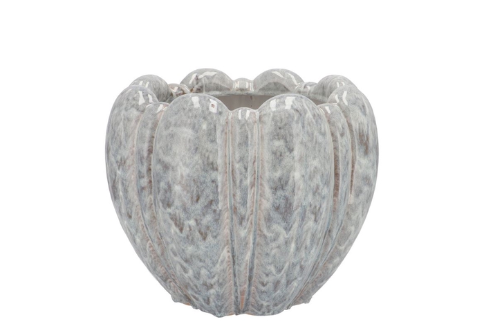 <h4>Inga Grey Pot Round Active Glaze 18x18x14cm</h4>