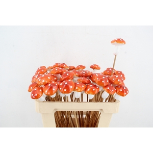 Stick Mushroom 6cm Orange/Whit
