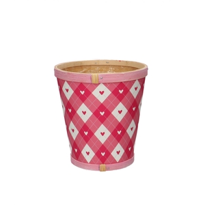 Valentine Wood Chequered pot d13*14cm