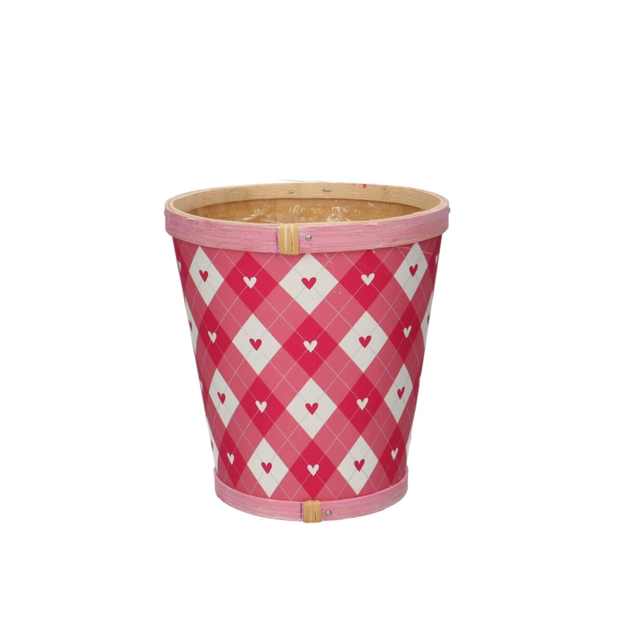 <h4>Mothersday Wood Chequered pot d13*14cm</h4>