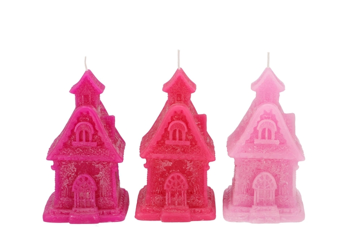 Candle Frosty Gingerbread House Jolly Pink Mix 8x9x15cm Nm