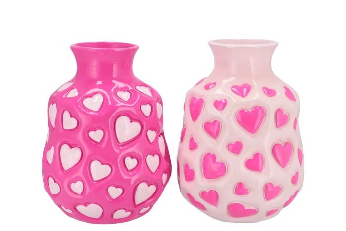 Heartbreaker Fuchsia/pink Mix Vase Ass 17x17x22cm