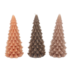 Frosty Woods Brown Mix X-mas Tree Candle 9x20cm Ass