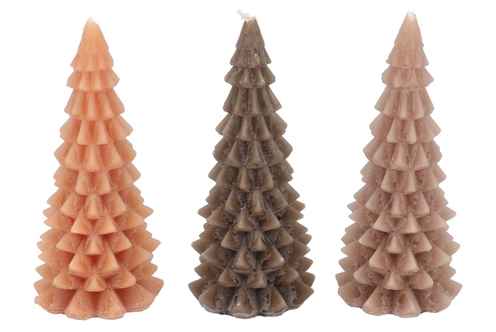 <h4>Candle Frosty X-mas Tree Woods Brown Mix 9x20cm Ass</h4>
