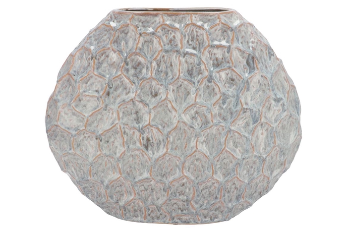 <h4>Inga Jada Grey Oval Vase Active Glaze Struct 41x15x33cm Nm</h4>