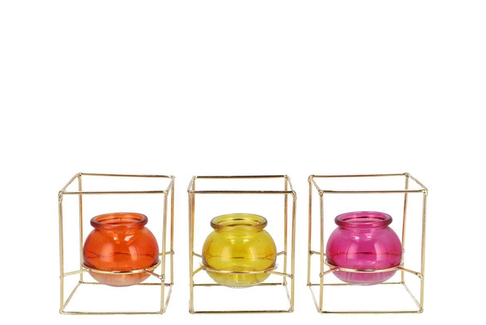 <h4>Polly Dutch Orange Mix Metal Rack Square Glass Ass 11x11x13</h4>