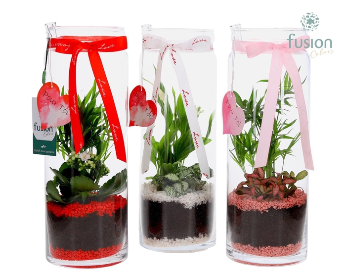 <h4>Glazen vaas met arrangement</h4>