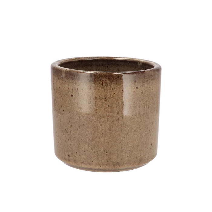 <h4>Javea Cilinder Pot Glazed Taupe 17x15cm</h4>